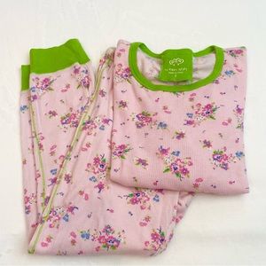 Y2K Victoria’s Secret Thermal Pink Floral Vintage Waffle  PJs Pajama Set 2 PC S